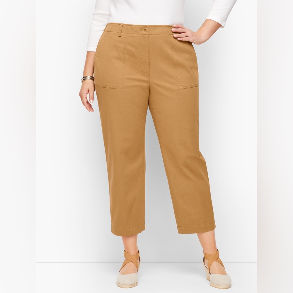 Talbots tan high waist PATCH POCKET CROP CHINOS